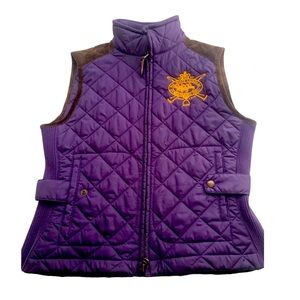 Ralph Lauren Purple Sport Quilted Equestrian Riders Vest